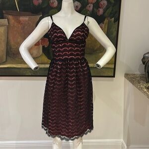 TRINA TURK Black Lace Sheath Spaghetti Strap Dress Sleeveless